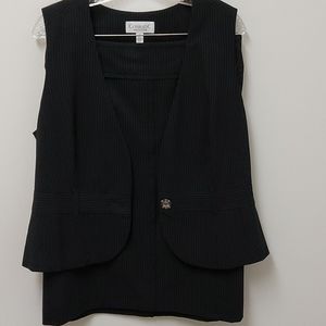 Conrad C Navy Pinstripe Skirt and Vest Suit